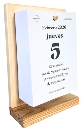 Calendrier 365 pensées 2026 Nouveau | 365 phrases philosophiques différentes chaque jour et chaque année | Calendrier de table original | Support en bois réutilisable.
