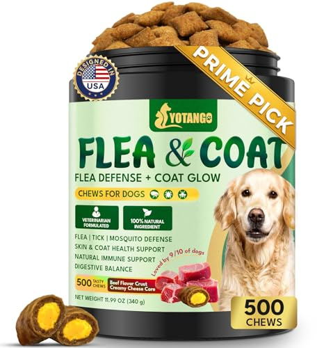 YOTANGO Flea and Tick Chews for Dogs, Flea Treatment for Dogs, 500 Chews