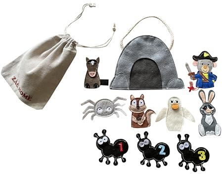 Fingerpuppen-Set Piraten Maus Ratte - 10 Filzpuppen mit Aufbewahrungstasche für Kinder Geschichtenerzählen, Kinderreime, Rollenspiele & frühes Lernen von ZAC HOME