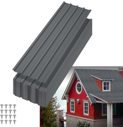 20 Pack Metal Roofing Panels, Galvanized Steel Waterproof Corrugated Roof Sheets for Carport/Shed/Patio, Heavy Duty Metal Siding Panels, 60.63 x 16.77 Inch
