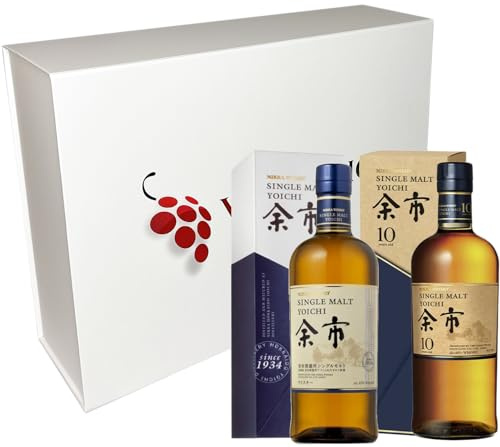 VINADDICT Coffret Cadeau Premium, 2 Whiskys Japonais NIKKA Yoichi Single Malt, Édition Luxe avec Yoichi Classic et 10 Ans d'Âge, 2x70cl, Coffret Blanc Aimanté