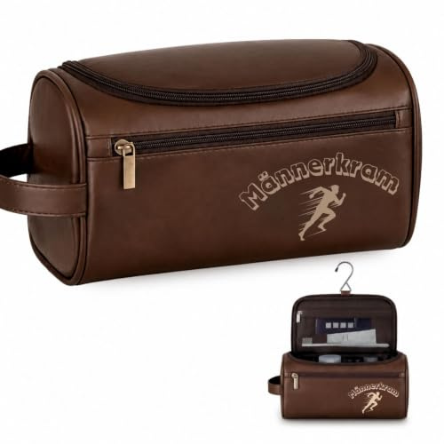 Kulturbeutel Herren zum Aufhängen aus Premium Leder - Geschenke für Männer - Reisezubehör - Geburtstagsgeschenk für Männer - Geschenk Papa