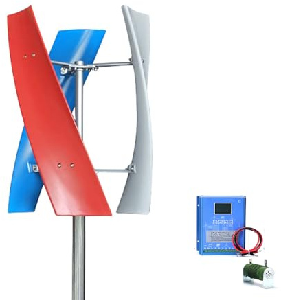 YIGECHENXIN Sistema Eolico a Turbina Verticale 12V 24V 48V Kit Generatore di Turbina Eolica 2000W con 3 Pale/Controller per Casa/Terrazza/Sistemi a Turbina Eolica,24v