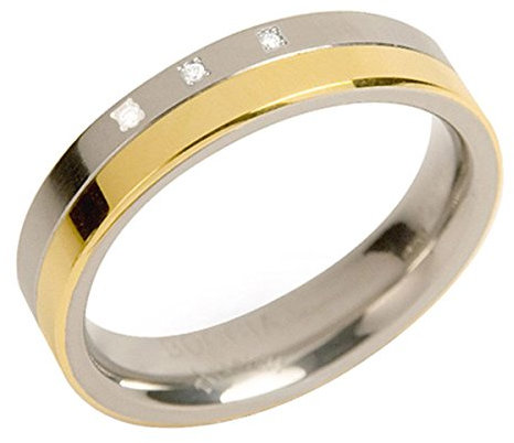 Boccia Damen-Ring teil-goldplattiert Titan 3 Brillanten GR.56 0129-0456