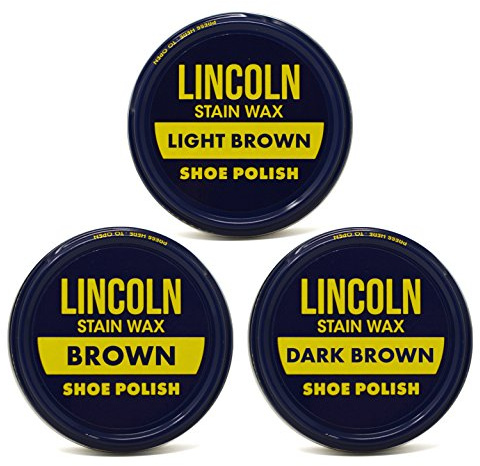 Lincoln Stain Wax Shoe Polish Variety Pack of Browns (Light Brown, Brown, Dark Brown)…