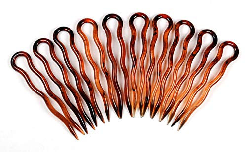 10 Stück einfache und flache Haarnadeln, 7 cm, Havanna Braun