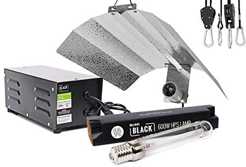 LUMII SALE 600w Ballast Grow Light Kit Hydroponics Black 600w Bulb HPS Dual Spec (600W + Hangers)