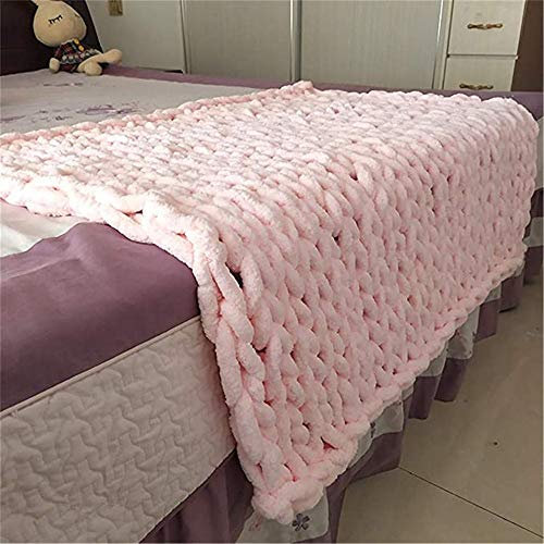 Nicole Knupfer Decke Grob Gestrickte Kuscheldecke Grobstrick Wolldecke Tagesdecke Strickdecke Überwurf Zuhause Dekor Geschenk (Rosa,80 * 80cm)