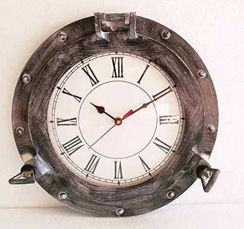 Black Antique Marine Brass Ship Nautical Porthole Clock Nautical Wall Clock Home Decorative