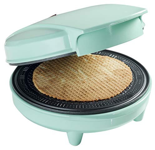 Bestron AWCM700 Hörnchenautomat mit Kegel, Antihaftbeschichtetes Hörncheneisen, Waffelautomat mit 700 Watt, Mintgrün, Metal