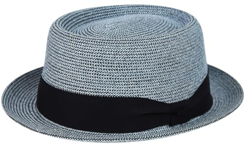 Bailey 1922 Waits Strohhut Herrenhut Porkpie Hut Damen/Herren - Sommerhut mit Ripsband Frühling-Sommer Sommer - XXL (62-63 cm) blau