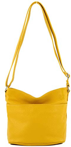 modamoda de T198 kleine Damen Leder Umhängetasche Schultertasche handmade in Italy, Farbe:Sonnengelb