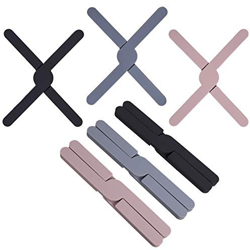 Canghai 3 Pack Folding Silicone Trivet, Non Slip Heat Resistant Kitchen Pot Holder Pads Placemats for Hot Pans, Cup, Dishes, Plates (21.5 x 3.6 x 1.6cm (Closed))