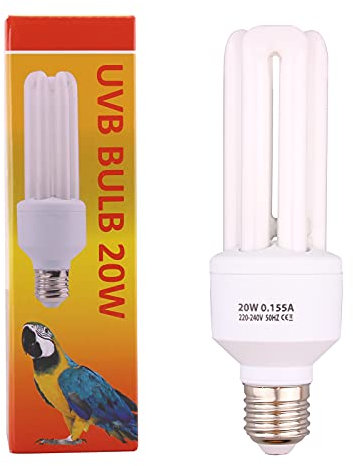 DERNORD UVB UVA Vogellampe Glühbirne – Kompakte lampe Vogel Wärmebirne E27 20W für Papageien