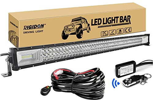 RIGIDON Dreireihige Led lichtleiste kfz mit 12v kabelbaum kit, 42 Zoll 105cm 540W offroad beleuchtung Led bar für Auto SUV ATV, UTV, LKW 4x4, Fahrzeuge, 6000K Weiß draußen scheinwerfer lampe