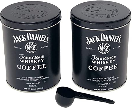 Jack Daniels Coffee (Pack of 2) 8.8oz each bundled with a complimentary measuring spoon 100% Arabica Medium Roast Ground Gourmet Coffee Kosher