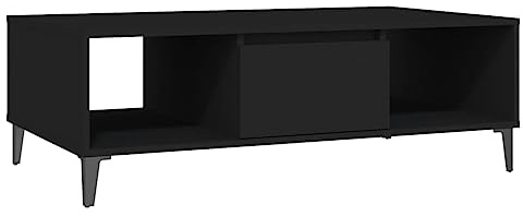 vidaXL Coffee Table Modern Home Living Room Parlor Furniture Set Couch Accent Centre End Table Home Decor Storage Space Set Chipboard Black