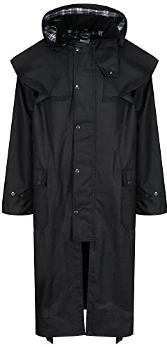 Regatta Professional Mens Cranbrook Longline Lightweight Wax Jacket Giacca Cerata, Nero, L Uomo