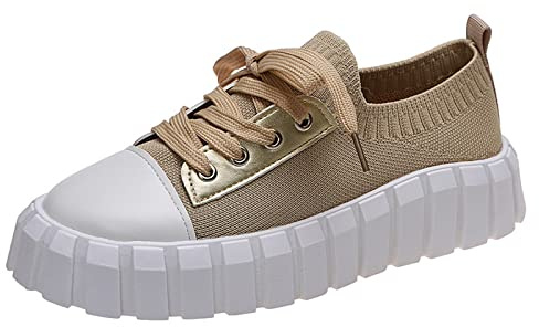 Sneaker Damen Weiss Plateau Mode Farbe weiche leichte Schuhe solide Sneakers für Frauen Plattform Schnürung Bequeme nur Damen-Sneakers Damen Schuhe Elegant Schwarz Mit Absatz