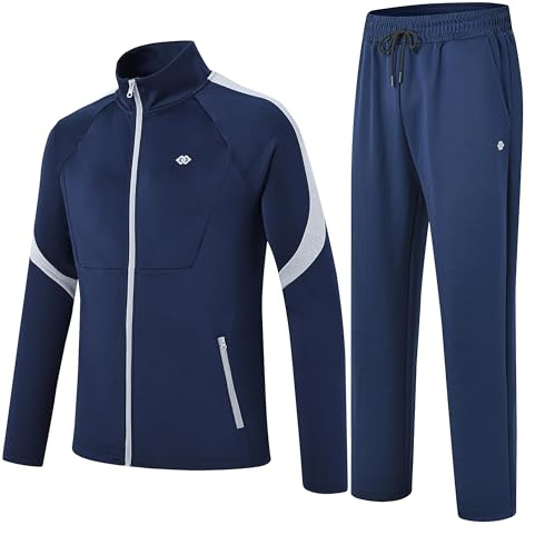 MoFiz Tuta Completo Sportivo Uomo Tennis Abbigliamento Palestra con Cerniera per Attività all'aperto Blu 3XL