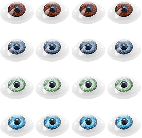 The Lord of the Tools 16 Stücke Oval Puppe Augen Mehrfarbige Puppe Bär Handwerk Augen Kunststoff Augäpfel Realistische Menschliche Augen für DIY Herstellung Spielzeug Zubehör Größ