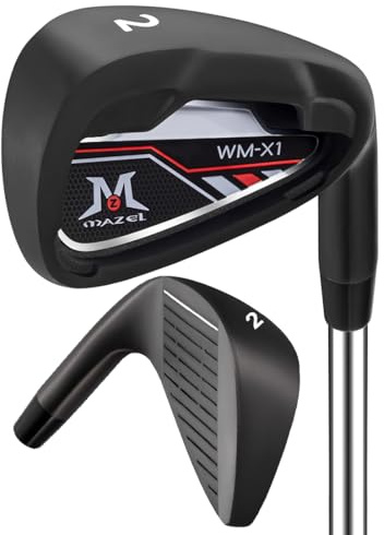 MAZEL Golf Eisen Single1,2,3,4,5,6,7,8,9, P, A,S, Edelstahl Golf Club Eisen für Männer Rechtshänder (Black Individual Iron,RH, #2 Iron)