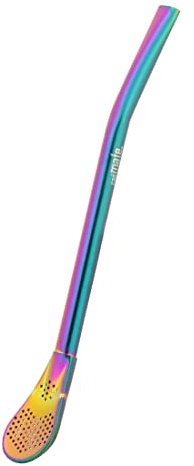 caáMate Bombilla ● Mate Tee Sieb Trinkhalm in Löffelform ● Edelstahl 16cm Spülmaschinenfest ● Das Original (Rainbow)