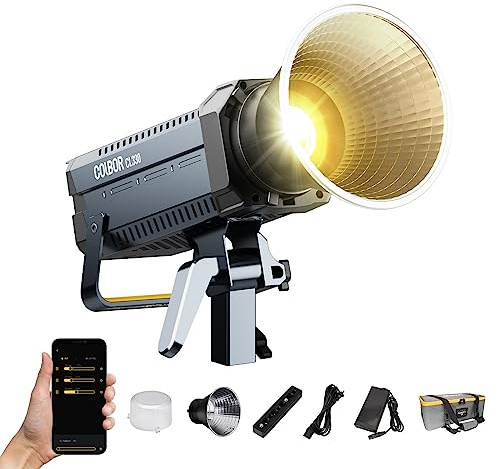 Videolampa, COLBOR CL330 330W tvåfärgad LED-studiolampa 2700-6500K CRI96+ 65800Lux vid 1 m COB Video Light med APP-kontroll Bowens Mount, Lampa-videoljus-studio-fotografi