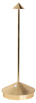 Zafferano, Pina Pro Lampe mit Goldfarbenes Blatt, Wiederaufladbar und Kabellos mit Touch Control, Geeignet für den Innenbereich, Dimmer, 2700 K, Höhe 29 cm