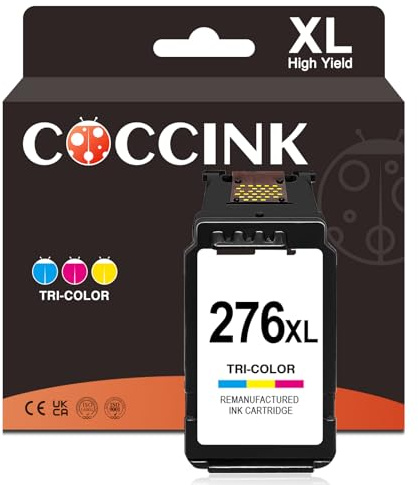 COCCINK CL-276XL 276 XL Color Ink Cartridge for Canon TS3522 Ink Cartridges Pixma TS3500 TS3520 TS3700 TS3720 TS3722 TR4720 TR4722 TR4725 TR4700 Printer Remanufactured for Canon 276XL (1 Color)