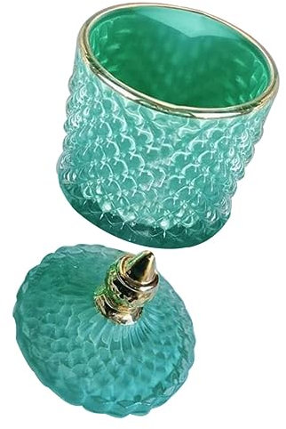 ABOOFAN Glass Candy Jar with Lid Decorative Lead-free Blue Glass Storage Container for Sweets and Dry Food Kitchen Storage Canister