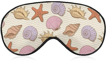 Máscara de ojos dibujada a mano con caracol de mar y estrella de mar para hombres, mujeres, adolescentes, niños, dormir nocturno, cubierta de sombra de ojos, comodidad para viajes, yoga, siesta