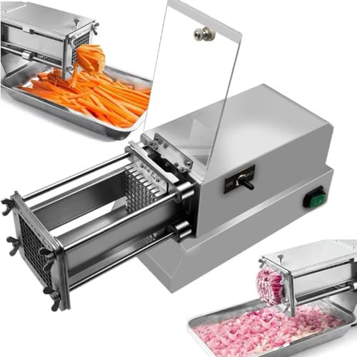 TAHALI Cortador eléctrico de Patatas Fritas, Cortador eléctrico de Patatas de Acero Inoxidable de 8 mm, 10 mm, Hoja de 12 mm, Cortador de Patatas Profesional Comercial y doméstico,10mm