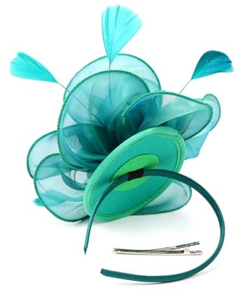 Housoutil Handgefertigtes Organza Stirnband Mit Echten Federn Elegante Haar-dekoration Für Hochzeit Party Und Besondere Anlässe Grünes Haarschmuck-accessoire Für Damen