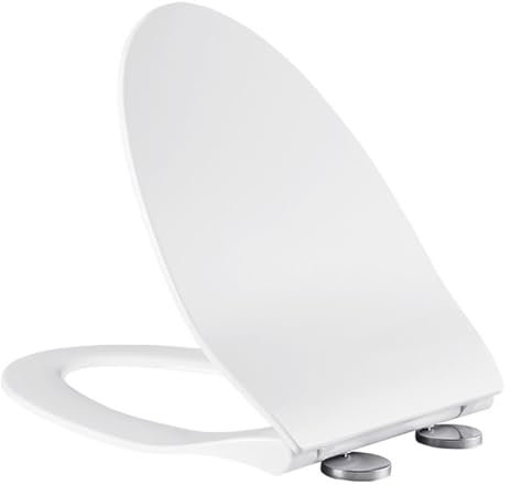 MMUNNA Toilettendeckel mit Absenkautomatik, Weiß V Form WC Sitz mit Verstellbaren Scharnieren und Quick-Release-Funktion, Klodeckel aus PP, Toilettensitz, Klobrille, Einfach zu Reinigen,01F