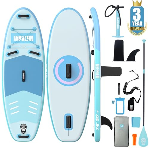 Niphean Paddle Gonflable Adulte avec Siège, (Ultraléger) Stand Up Paddle pour Femmes, Paddle Gonflable avec Aileron StabilTrac pour +30% Stabilité, Paddle Antidérapante pour Le Yoga et avec Animaux