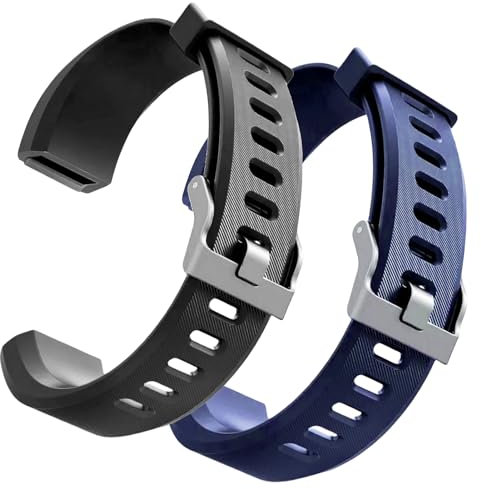 hoeslaw Lot de 2 bracelets de rechange pour ID115Plus HR - Pour montre intelligente - Pour traqueur d'activité professionnelle - Noir, bleu
