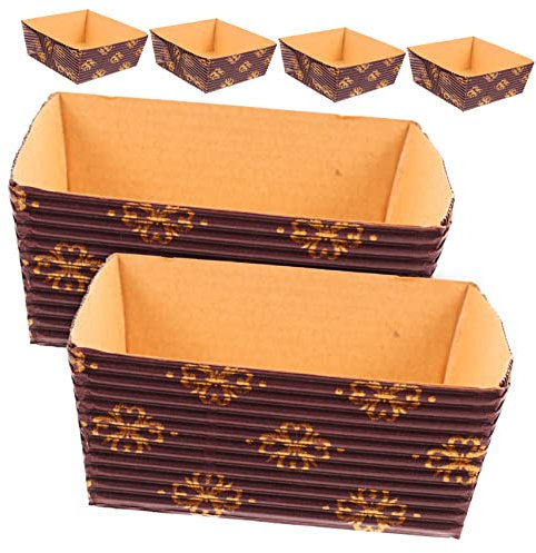 GRADENEVE 25stücke Papier Kastenbackformen Hitzebeständige Fettdichte Pans Für Einweg Kuchen Für Kuchen Brot Desserts Und Buffets