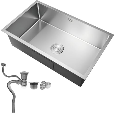 Évier 1 cuve 50 x 45 cm acier inoxydable 304 petit sous plan filtre de drainage
