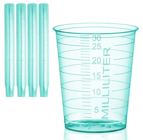 HaseMed Lot de 80 gobelets médicaux gradués en plastique pour médecine, laboratoire, échantillons et ménage, hygiéniques et polyvalents, 30 ml, verts