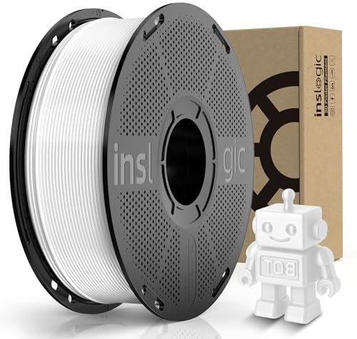 Inslogic Langlebig PETG Pro 1.75mm, Hochgeschwindigkeits Strong PETG Pro 3D Drucker Filament ±0.02mm, 1kg Wiederverwendbare Spule Passt für SUNLU, Bambu Lab Filament Nachfüllen (Weiß)