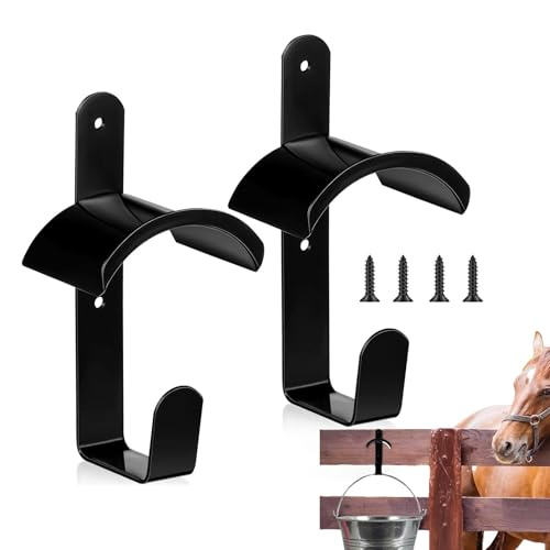 Lunaobrik Trensenhalter aus Metall - Trensenständer-Wandhalterung, Trensenhaken Trensenhalter | 17,3 x 6 x 5 cm Pferdestallzubehör, 2 Stück Halfter-Aufhänger-Aufbewahrungsorganisator mit Schrauben,