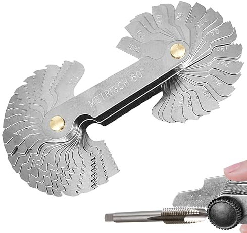 52 Pcs Stainless Steel Screw Thread Gauge Tool 24 pc Metric 60° and 28 pc Imperial 55° Thread Pitch Cutting Gauge Precise measurement Screw Gauge Measuring Tool for Industrial Measurement