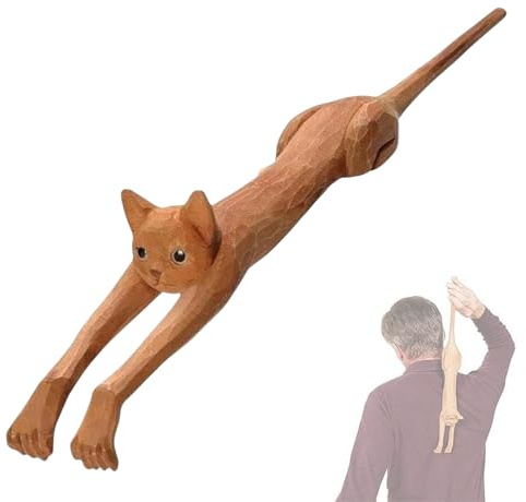 Rascador de espalda en forma de gato, rascador de espalda de mango largo de madera, rascador de espalda de gato, alivio instantáneo de la picazón y relajación corporal