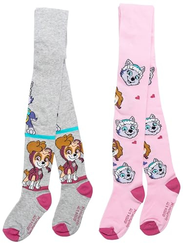 United Labels Paw Patrol Tights for Girls - Children's Knitted Tights Children's Tights Grey Pink (Pack of 2), grey/pink, 122-128