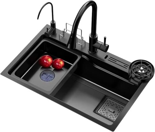Évier de bar cascade multifonctionnel 65 x 46 x 22 cm - Vasque simple à poser - Idéal pour les balcons et cafés - Design élégant - Durable - Évier de cuisine pour le divertissement