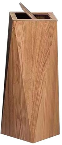 Drsyffsup Contenedor de Basura para Interiores, Papelera, contenedor de Reciclaje en Forma de rombo con Tapa abatible y Cubo Interior de plástico, Papelera para baño.(Original Wood)