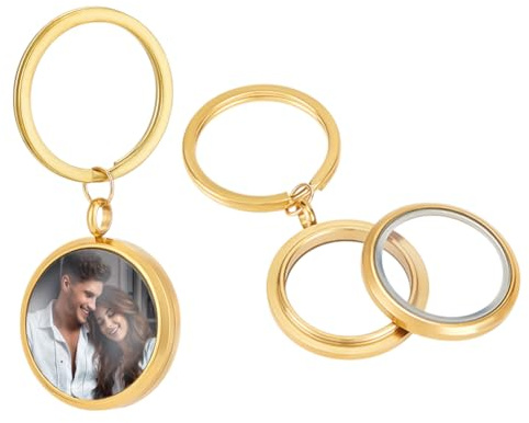 UNICRAFTALE Porte Clés Médaillon Rond pour Femmes et Hommes en Acier Inoxydable Personnalisé Souvenir D'Amitié avec Photo pour Cadeau D'Anniversaire de Mariage