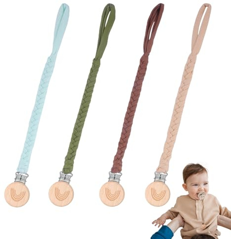 4 Stück Baby Schnullerkette Clip,Schnullerband,Schnullerkette,Schnullerkette Stoff,Schnullerkette Junge Mädchen,Für Kinderwagen/Babytrage/Autositz,Schnullerband,Personalisierte Baby Geschenk