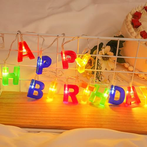LED Lichterkette,Buchstaben-Lichterkette 1.7M,Dekorative Lichter,Partyzubehör,Wiederverwendbare Geburtstagsdeko,für Partydekoration Kindergeburtstag
